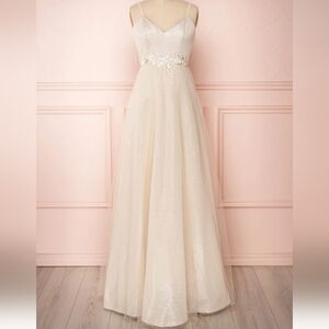 New Maniju Fauge Beige Sparkly Gown